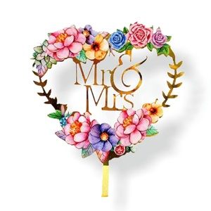 New - Mr & Mrs. Cake topper - Floral Design